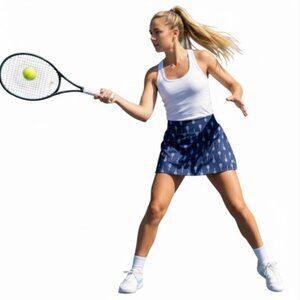 Prince Skort Navy Blue White Tennis Racket Print Built in Shorts Size XS